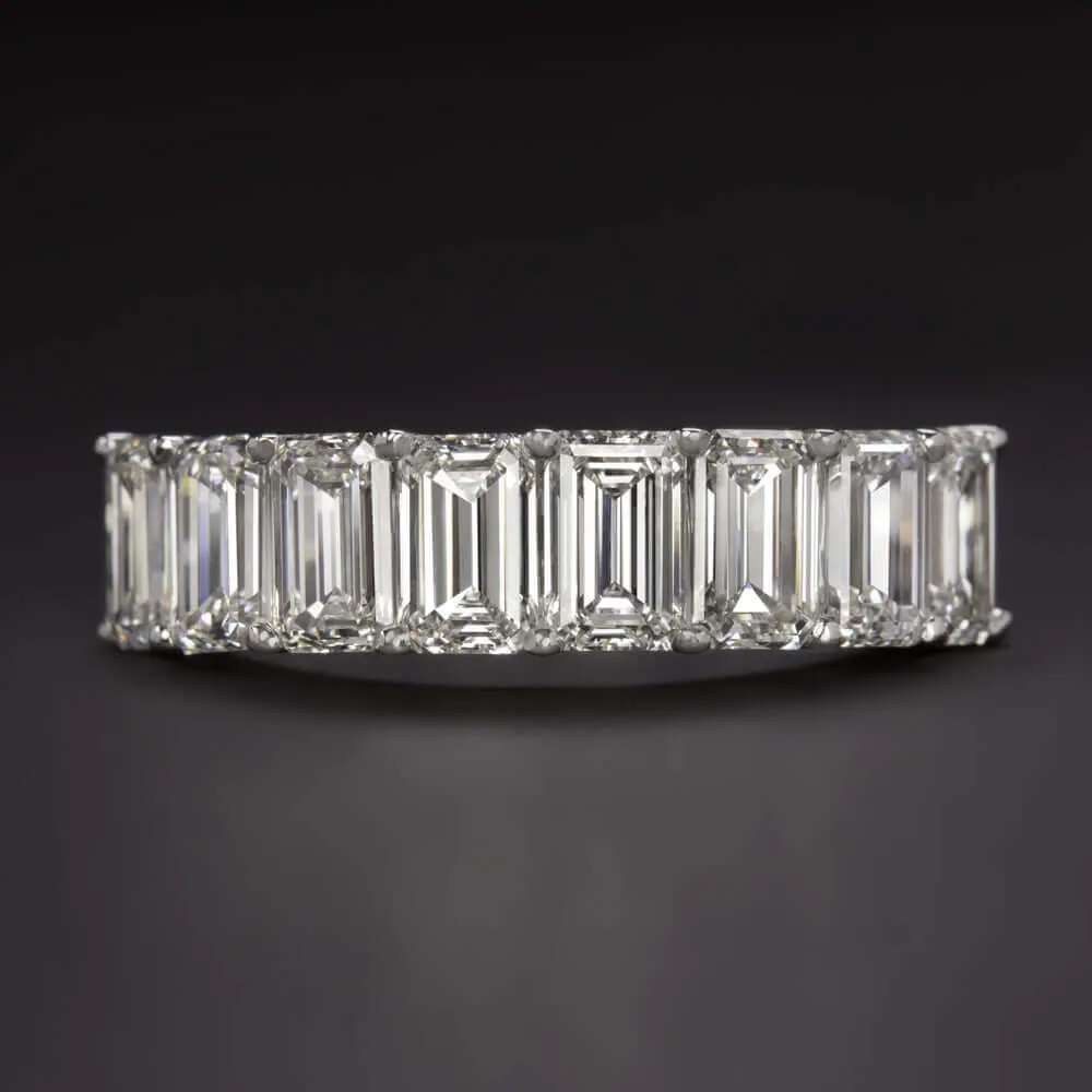 3.20ct EMERALD CUT DIAMOND WEDDING BAND HALF ETERNITY RING WHITE GOLD BAGUETTE