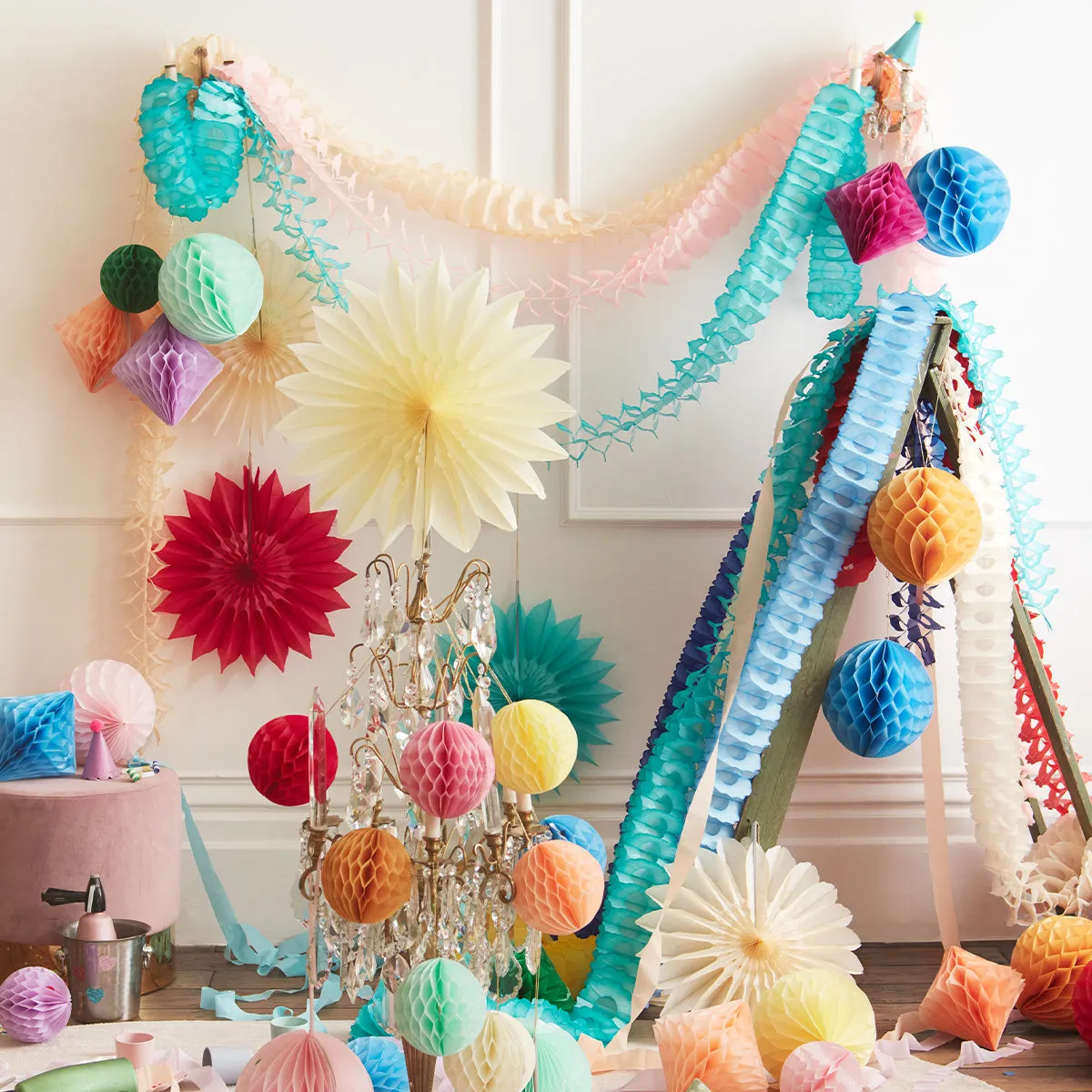 4 Bright Honeycomb Garlands (x 4)