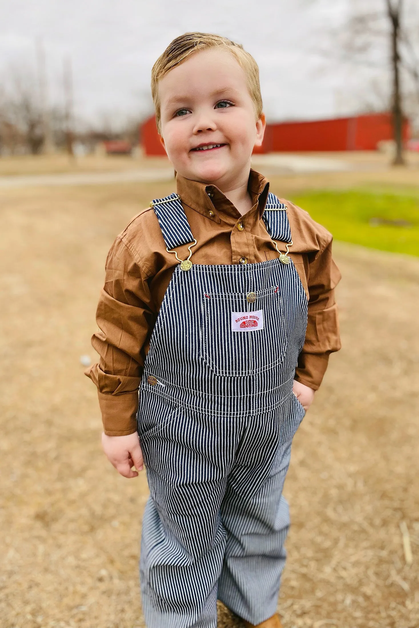 #61 Kid's Playwear Hickory Stripe Bib Overalls