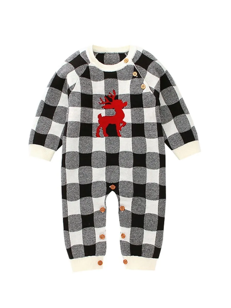 Adorable Baby Christmas Deer Crochet Jumpsuit