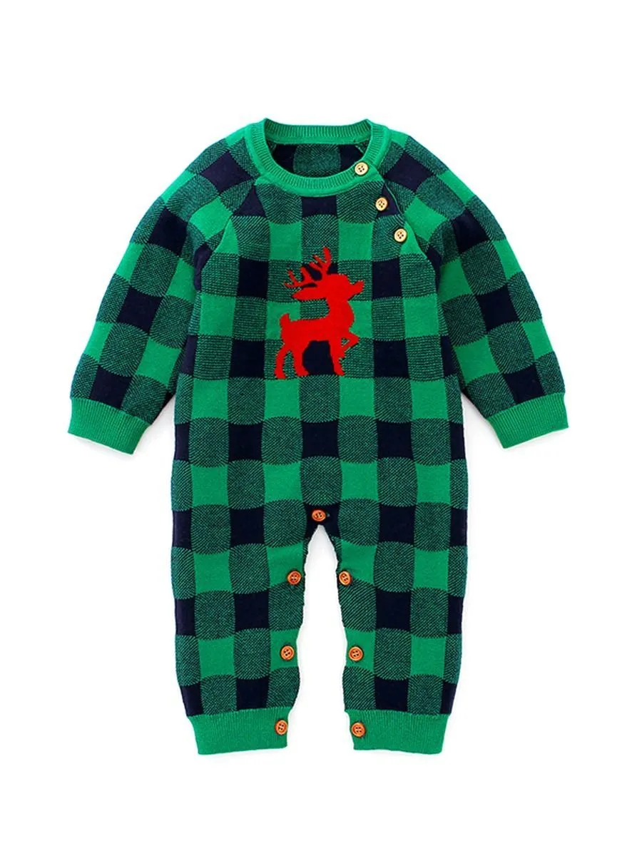 Adorable Baby Christmas Deer Crochet Jumpsuit