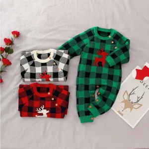 Adorable Baby Christmas Deer Crochet Jumpsuit