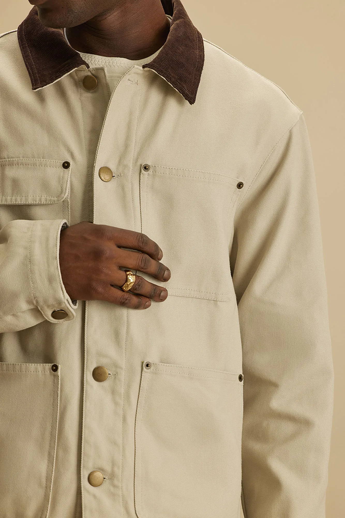 Alexander Utility Canvas Chore Jacket - Off White