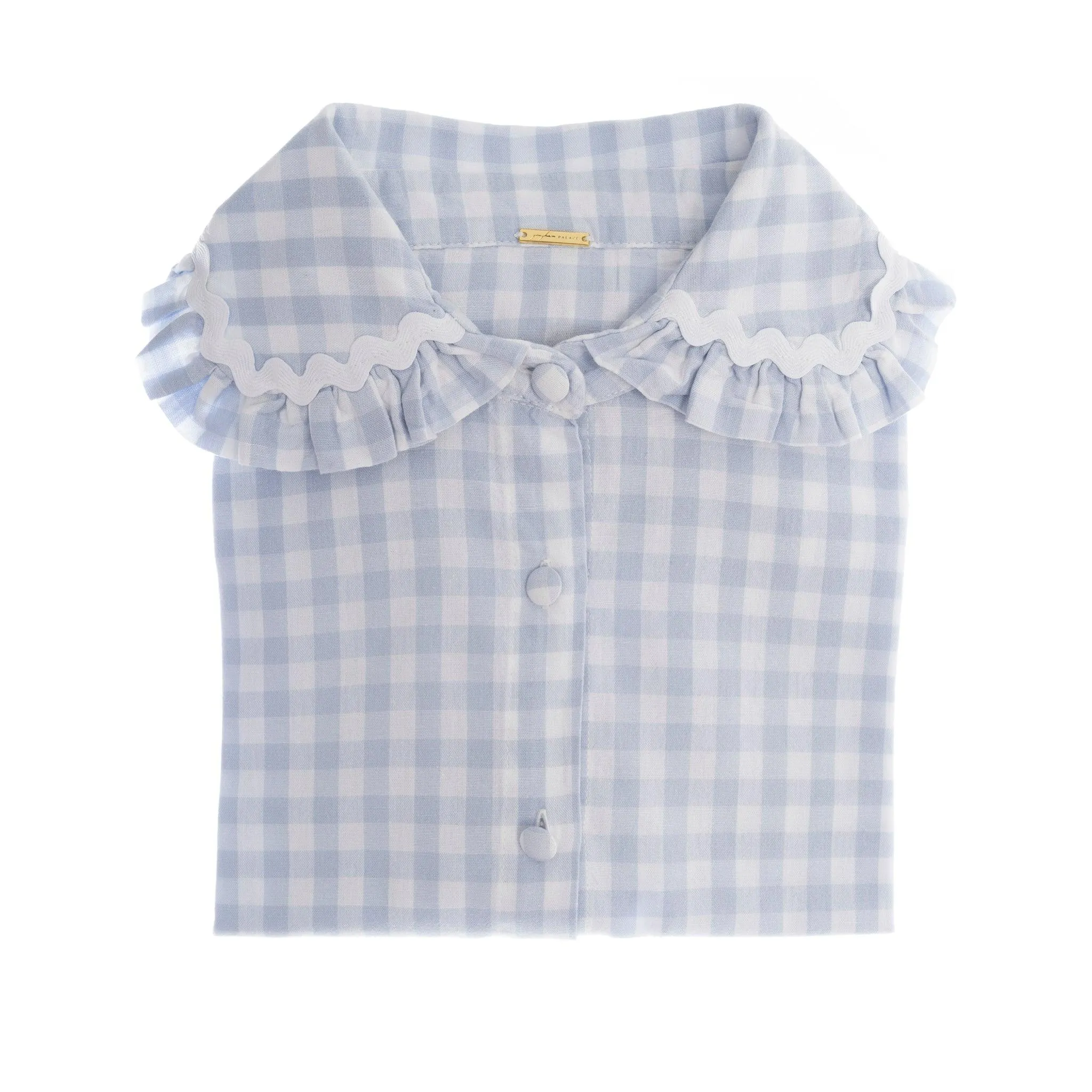 Alice shirt with ruffles - baby blue gingham