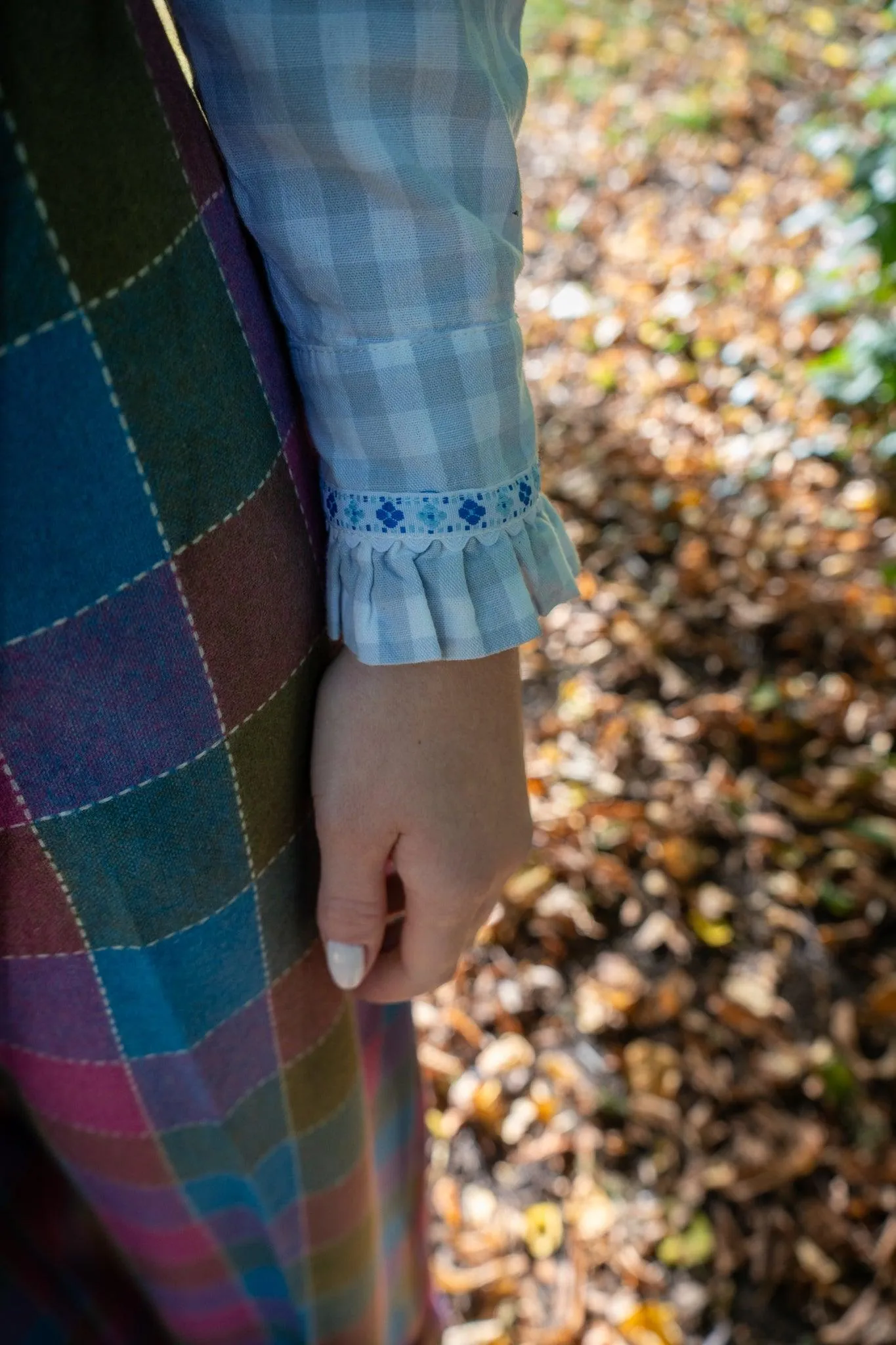 Alice shirt with ruffles - baby blue gingham