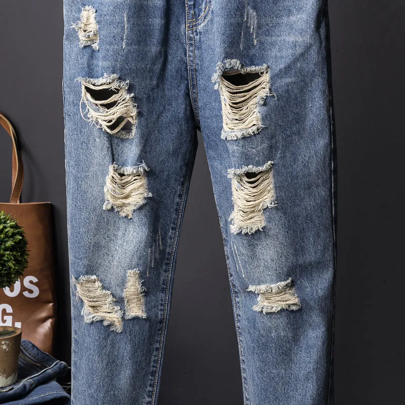 American Vintage Ripped Denim Jumpsuit Bib Overalls