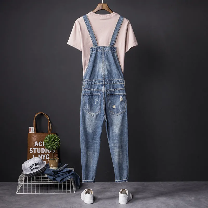 American Vintage Ripped Denim Jumpsuit Bib Overalls