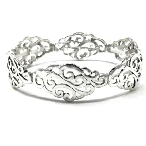 Antique Silver Filigree Stretch Bracelet