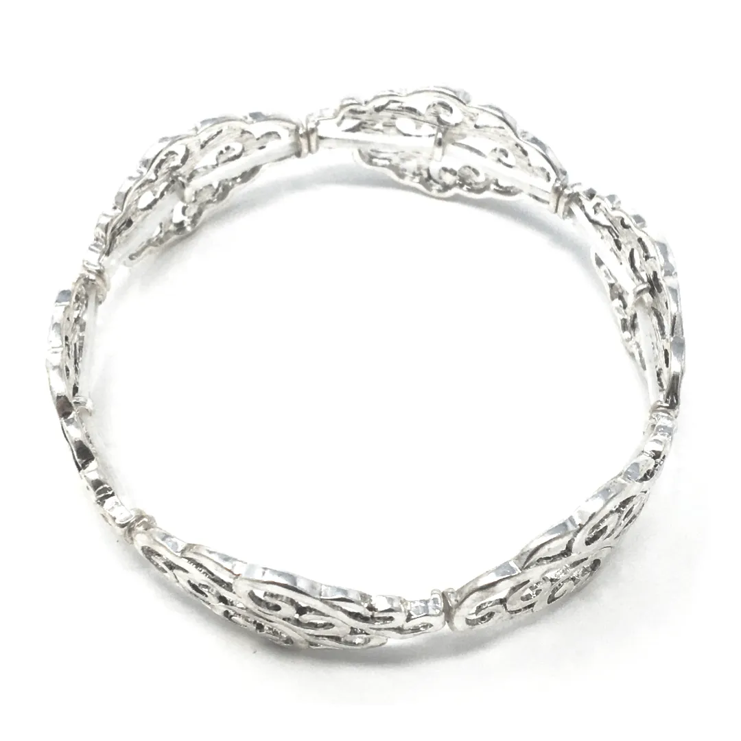 Antique Silver Filigree Stretch Bracelet