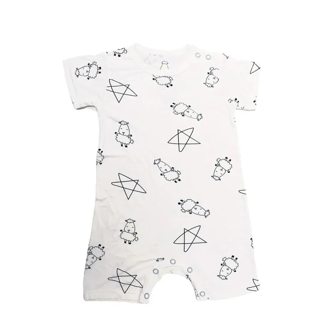 Baa Baa Sheepz Romper Short Sleeve Cute Big Star & Sheepz White