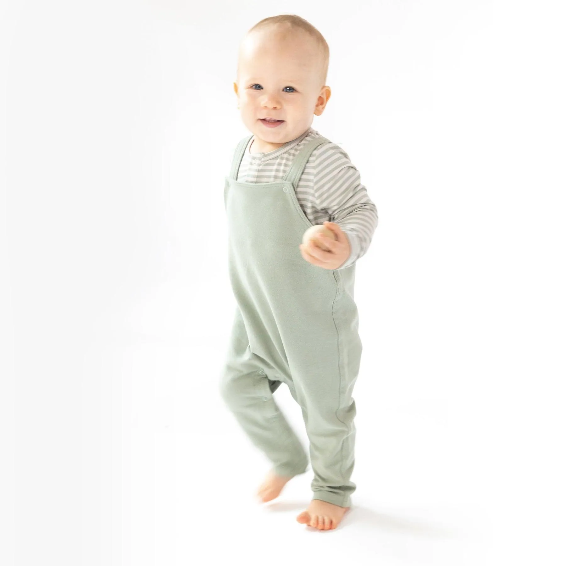 Baby Boy Jumpsuits and Rompers | 2 PCS- Sage Overalls and Cuddly Leaves | Angel Dear