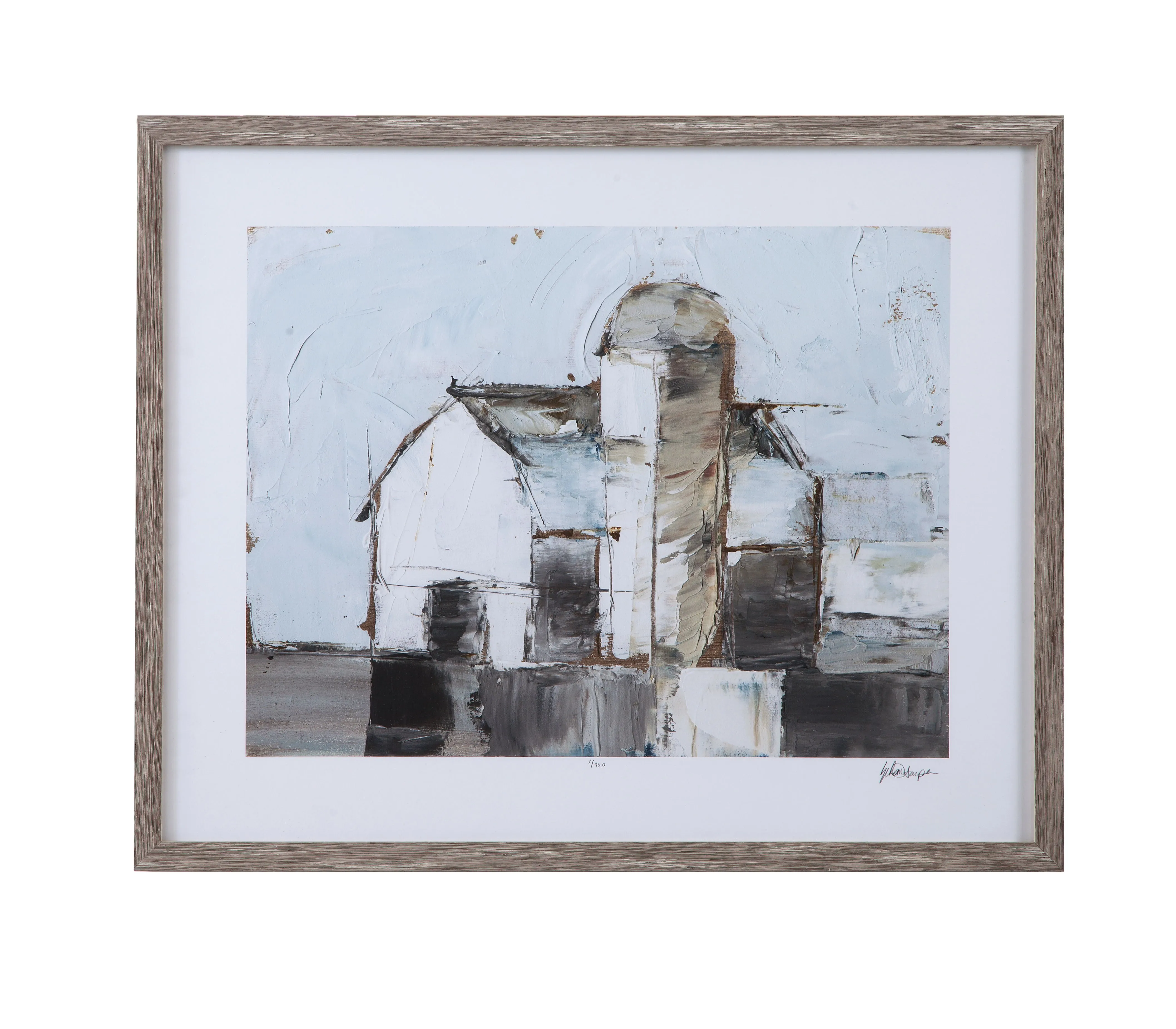 Barn And Silo - I Framed Print - Gray / Light Blue