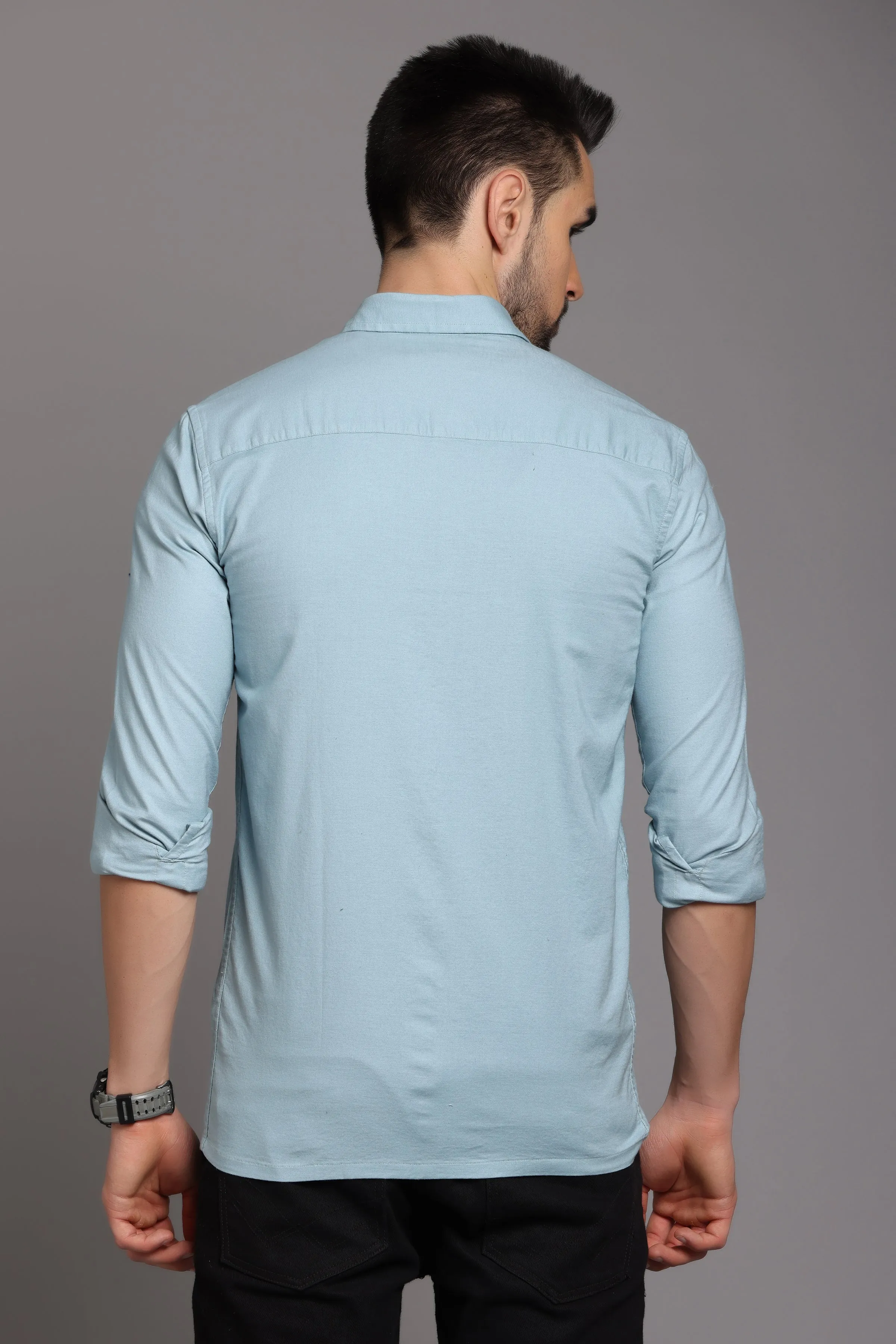 Beau Blue Full Sleeve Shirt with Double Pocket