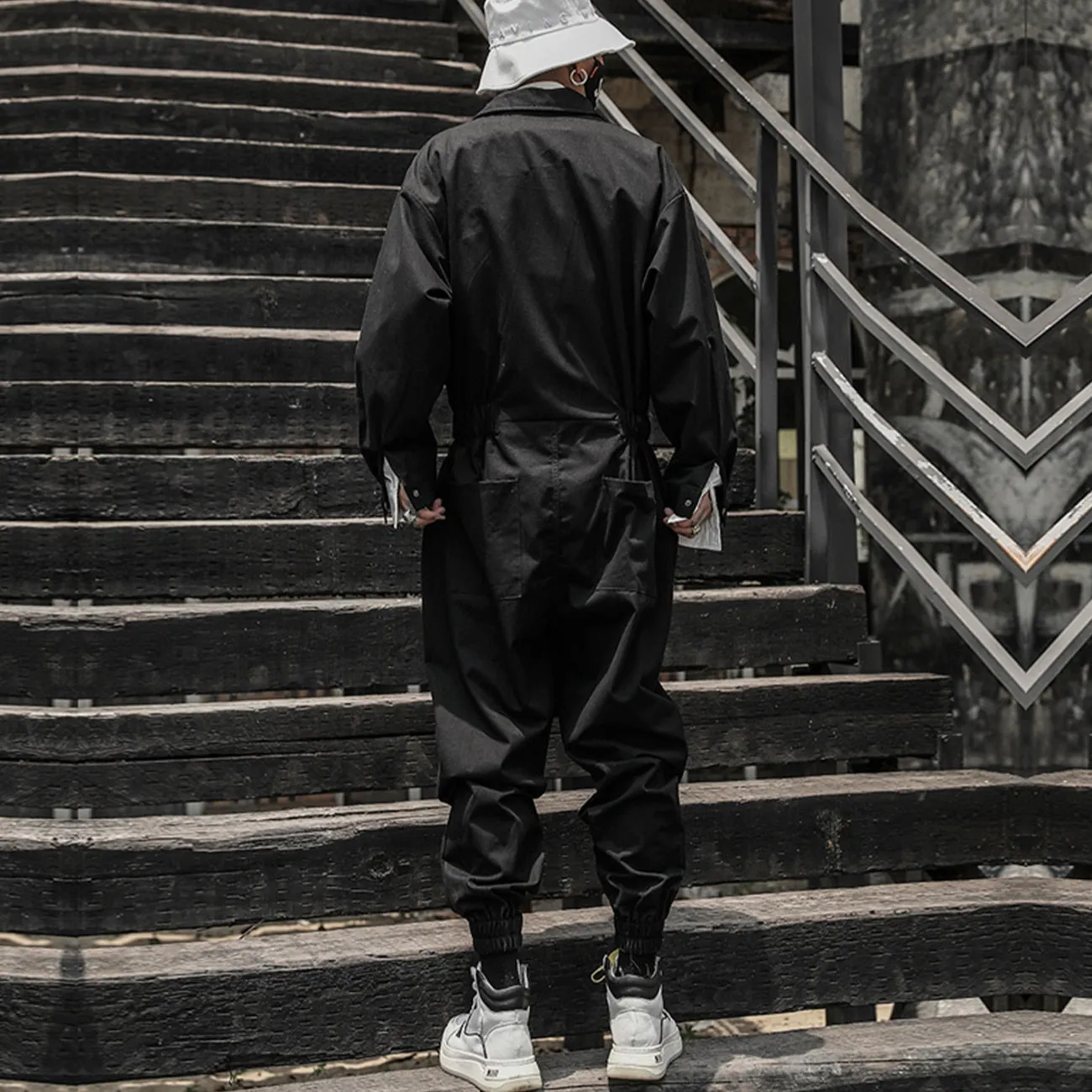 Black Cargo Overalls