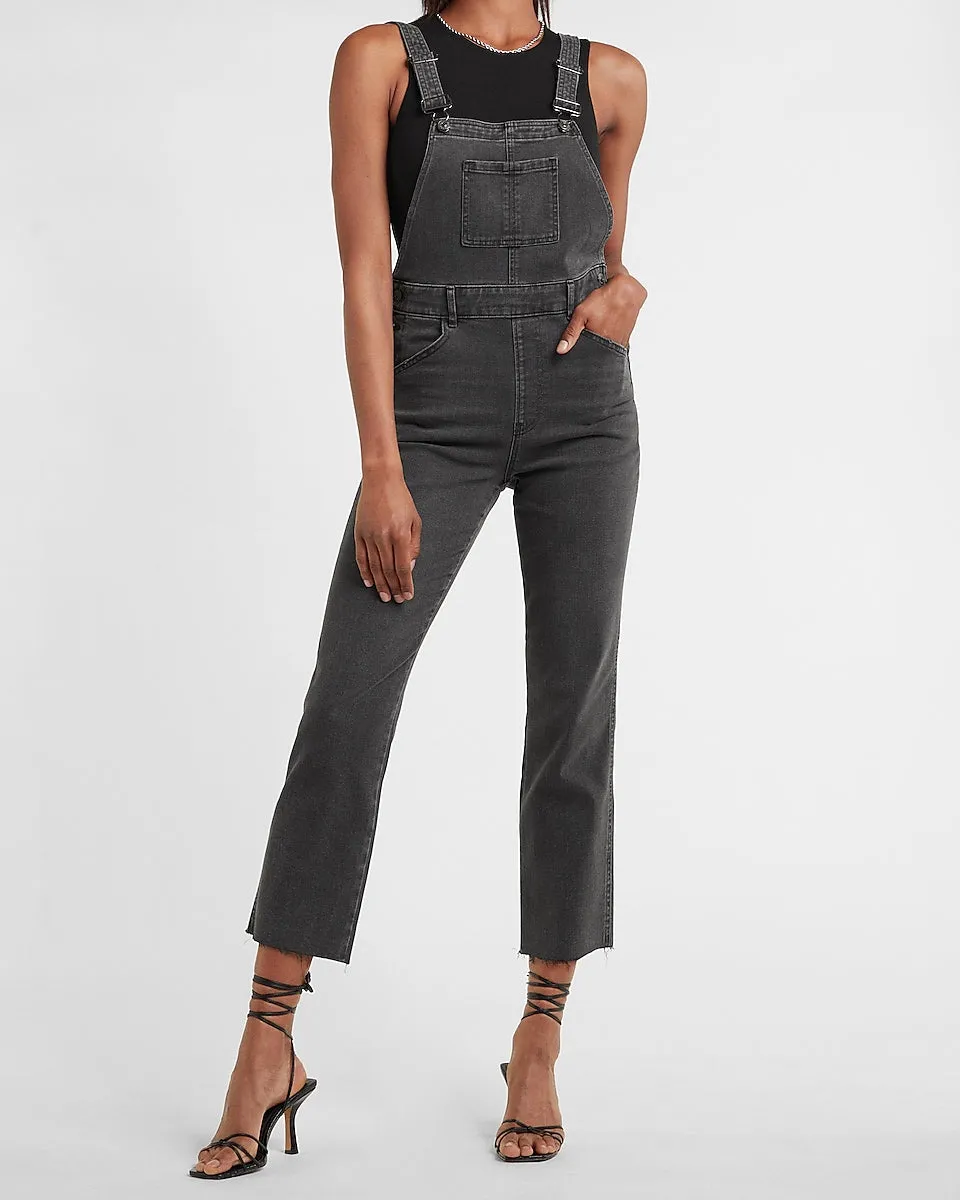 Black Straight Jean Overalls in Pitch Black