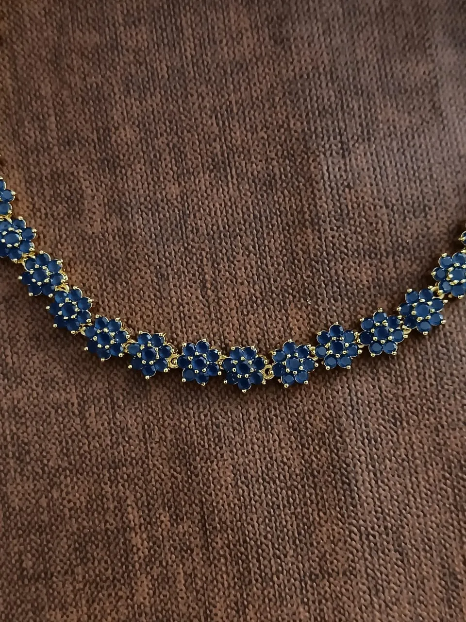 Blue Color Gold-plated Zircon Necklace Set