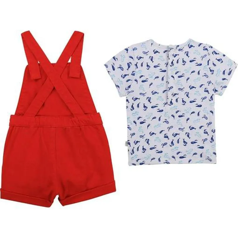 Boys Red Dungarees & T-shirt Set