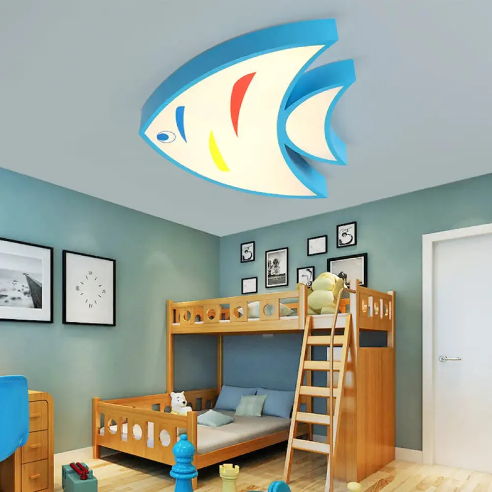 Bright Fish Pendant Light: Vibrant Acrylic Hanging for Kindergarten Hallway