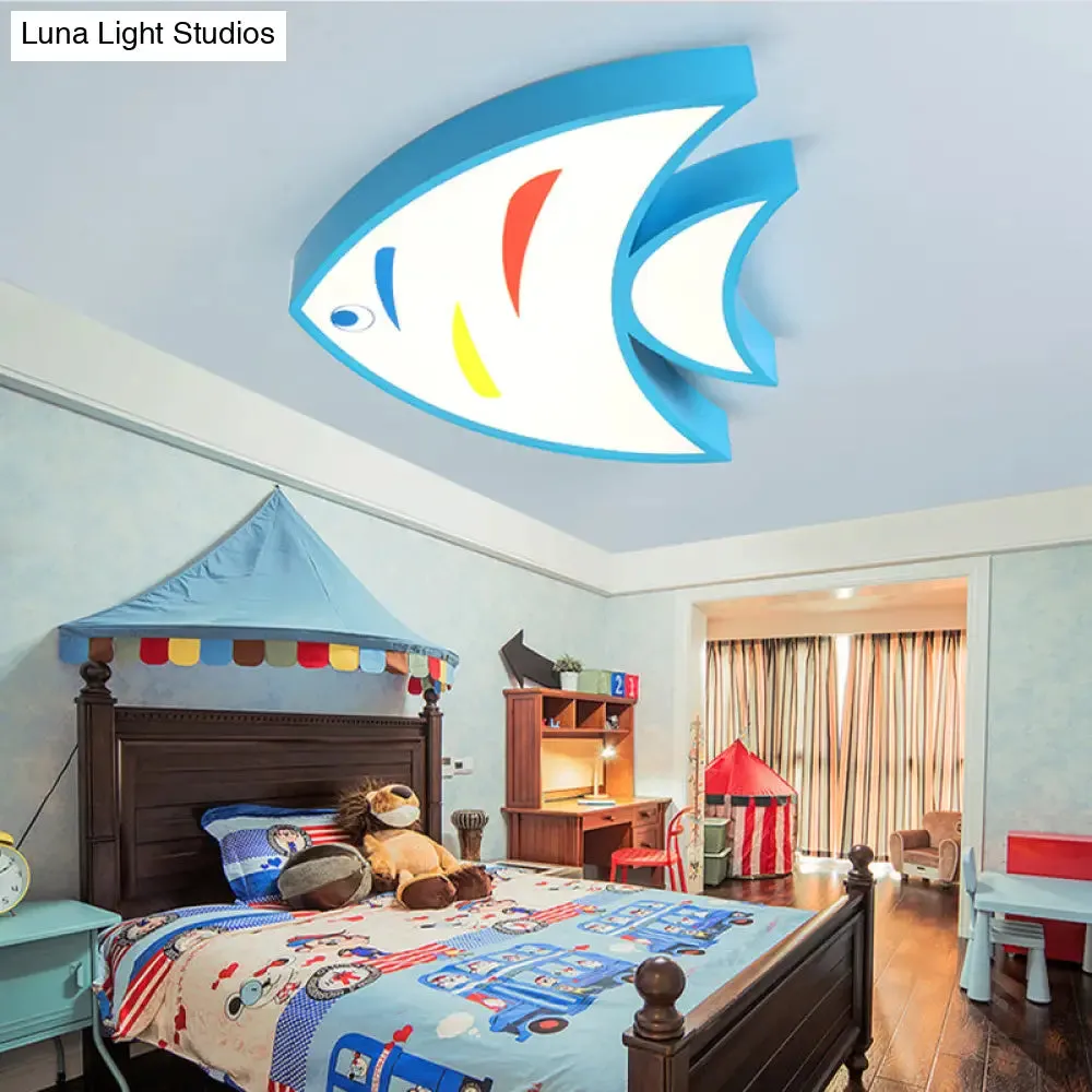 Bright Fish Pendant Light: Vibrant Acrylic Hanging for Kindergarten Hallway