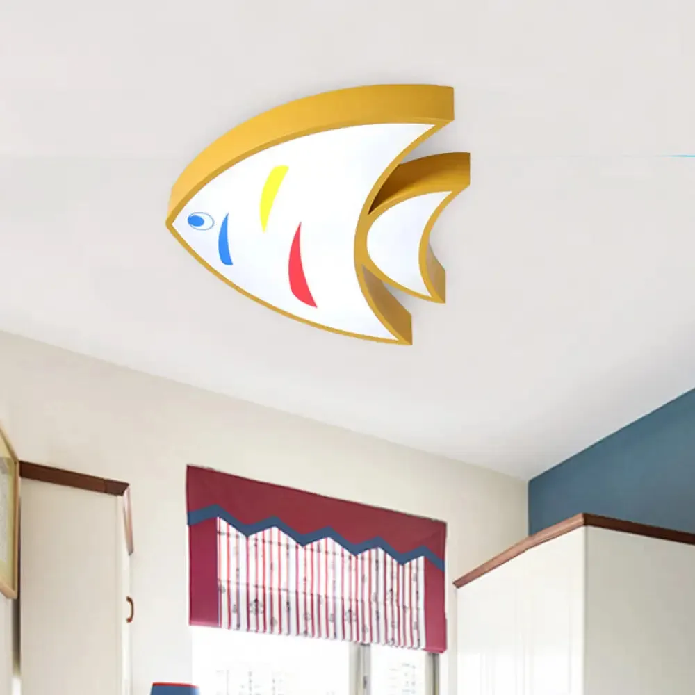 Bright Fish Pendant Light: Vibrant Acrylic Hanging for Kindergarten Hallway