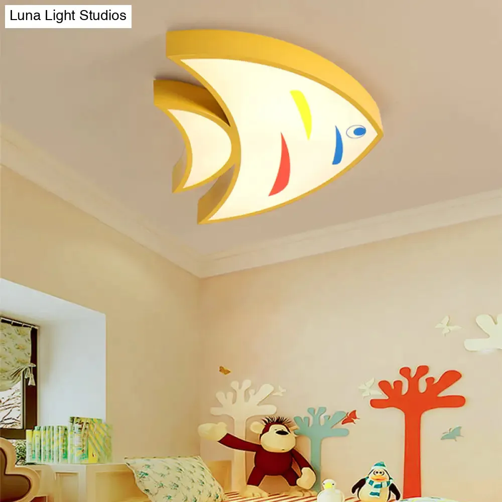 Bright Fish Pendant Light: Vibrant Acrylic Hanging for Kindergarten Hallway