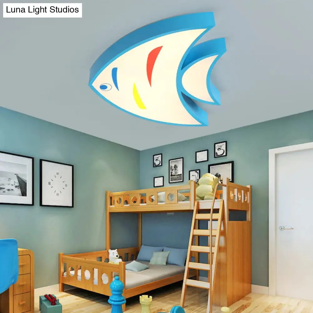 Bright Fish Pendant Light: Vibrant Acrylic Hanging for Kindergarten Hallway