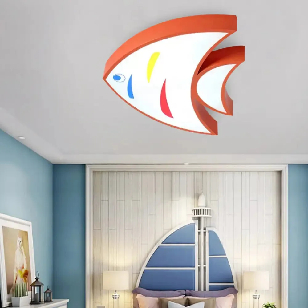 Bright Fish Pendant Light: Vibrant Acrylic Hanging for Kindergarten Hallway