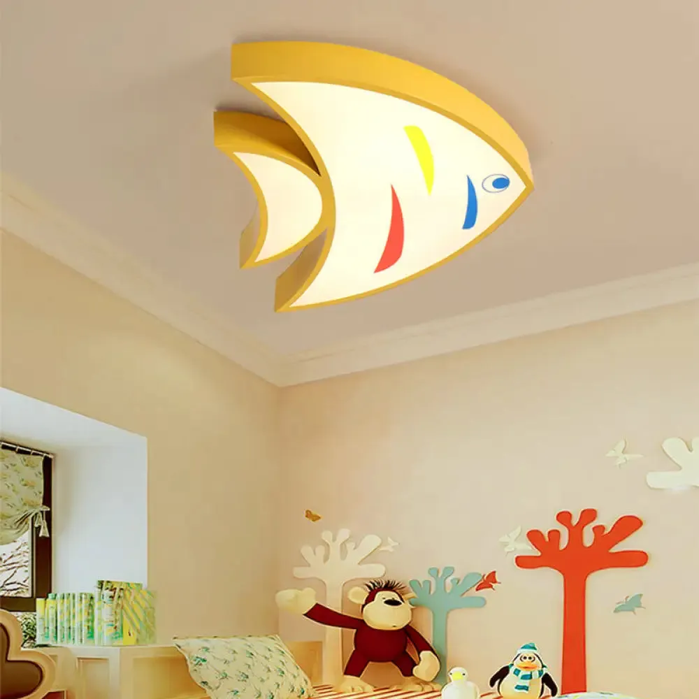 Bright Fish Pendant Light: Vibrant Acrylic Hanging for Kindergarten Hallway