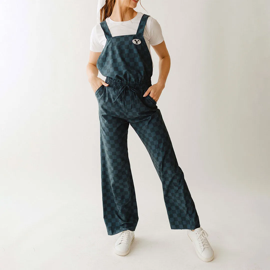 BYU Audrey Trouser Overalls, Blue Check