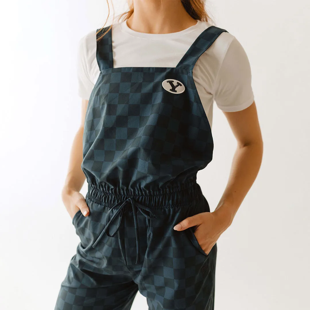 BYU Audrey Trouser Overalls, Blue Check