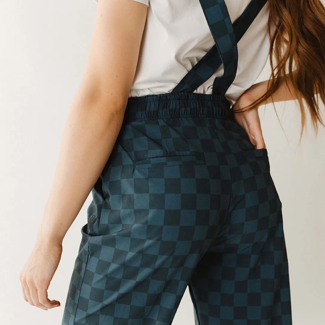 BYU Audrey Trouser Overalls, Blue Check