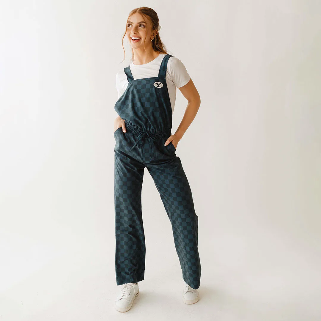 BYU Audrey Trouser Overalls, Blue Check