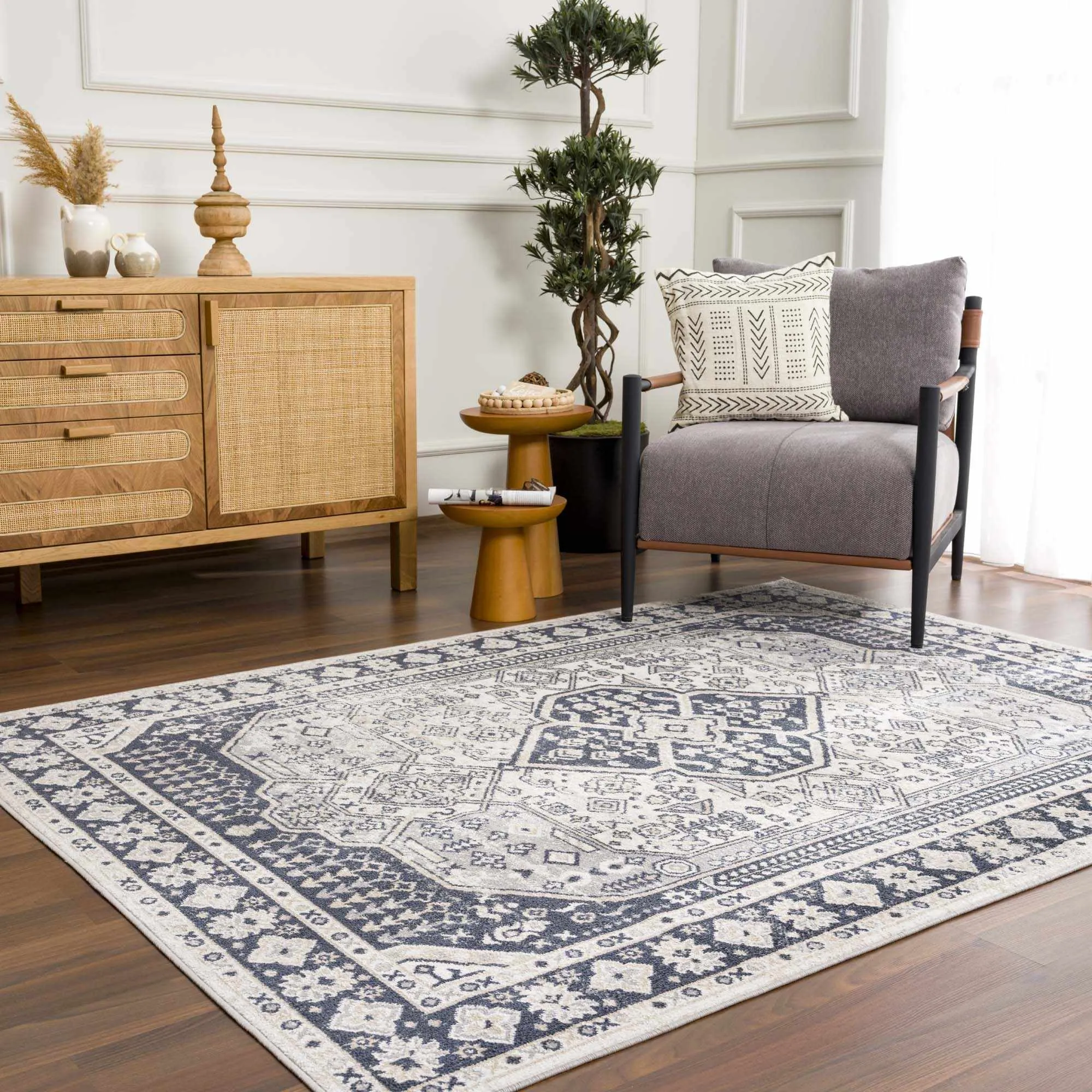 Cabacungan Cream & Gray Washable Area Rug