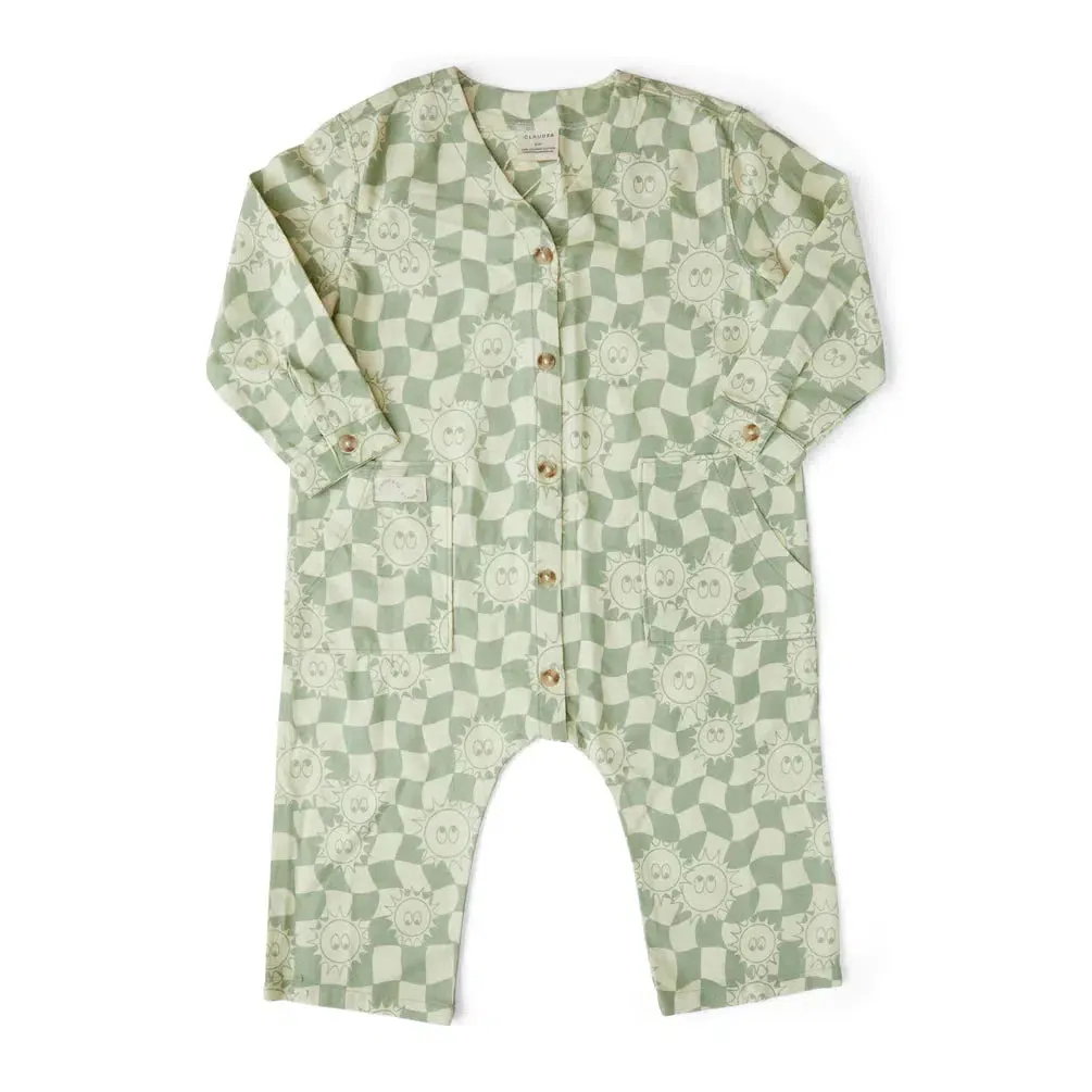 Claude & Co - Sunshine Checkerboard overalls - Sage