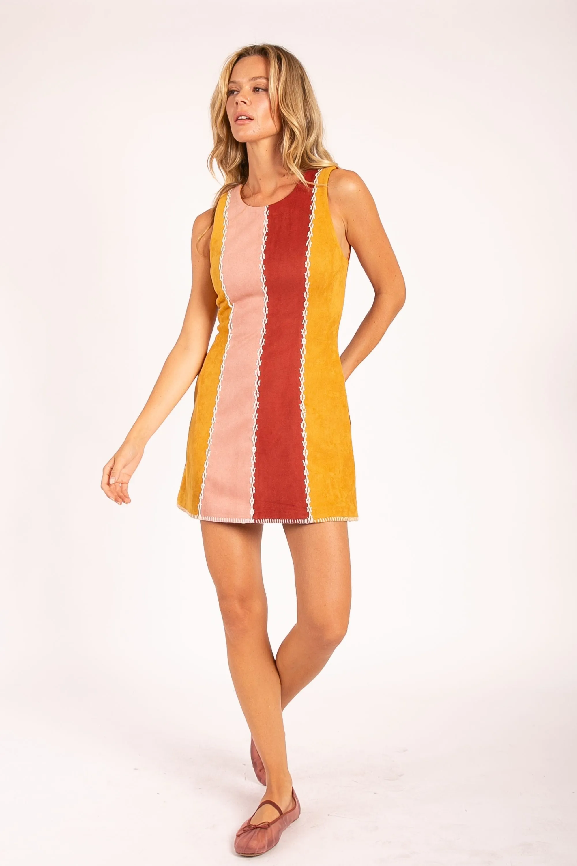 Color Block Suede Mini Dress