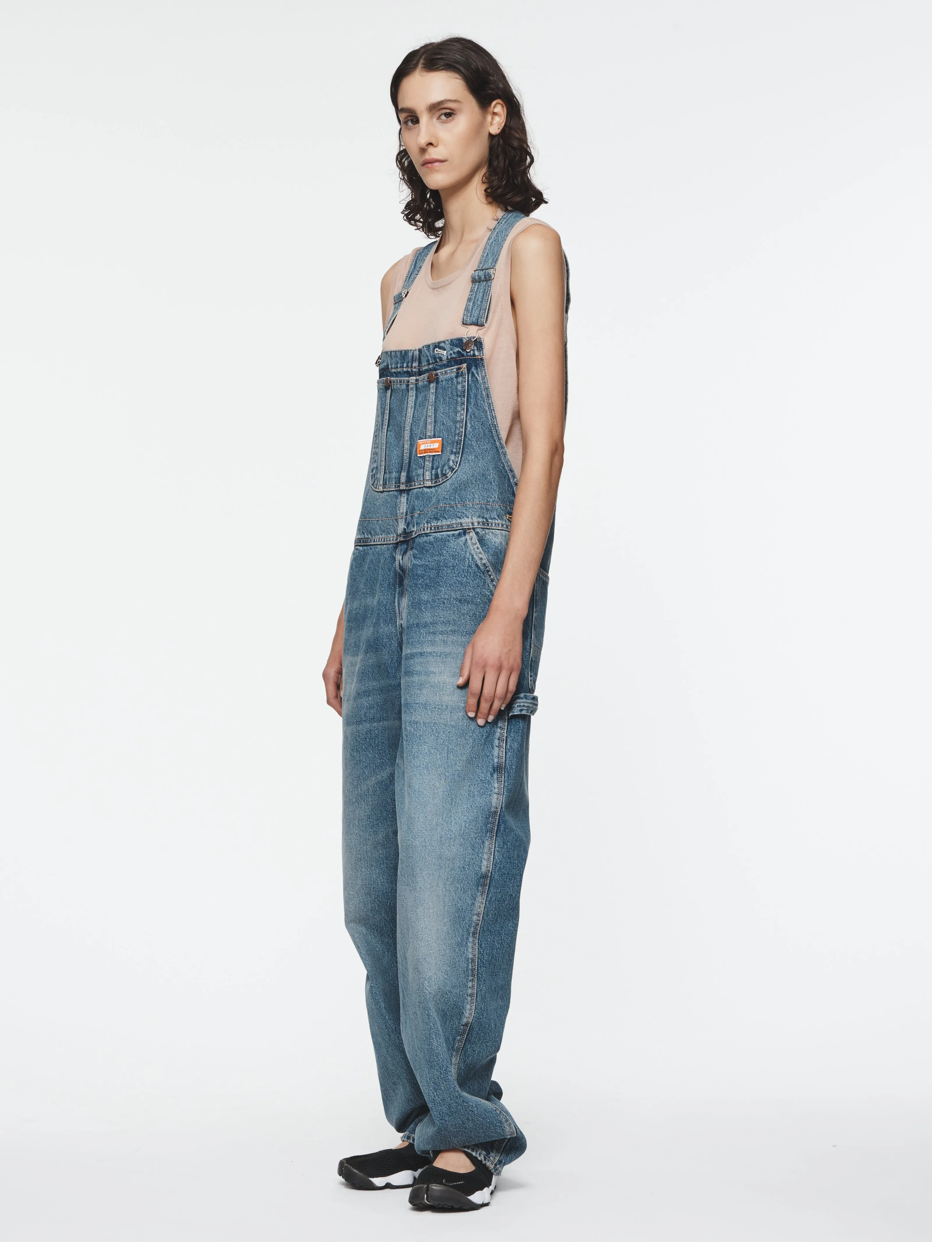 Denim Overalls in Vintage Stone Blue