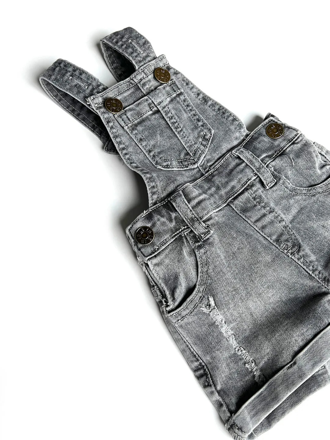 Denim Short Overalls- Grey Wash