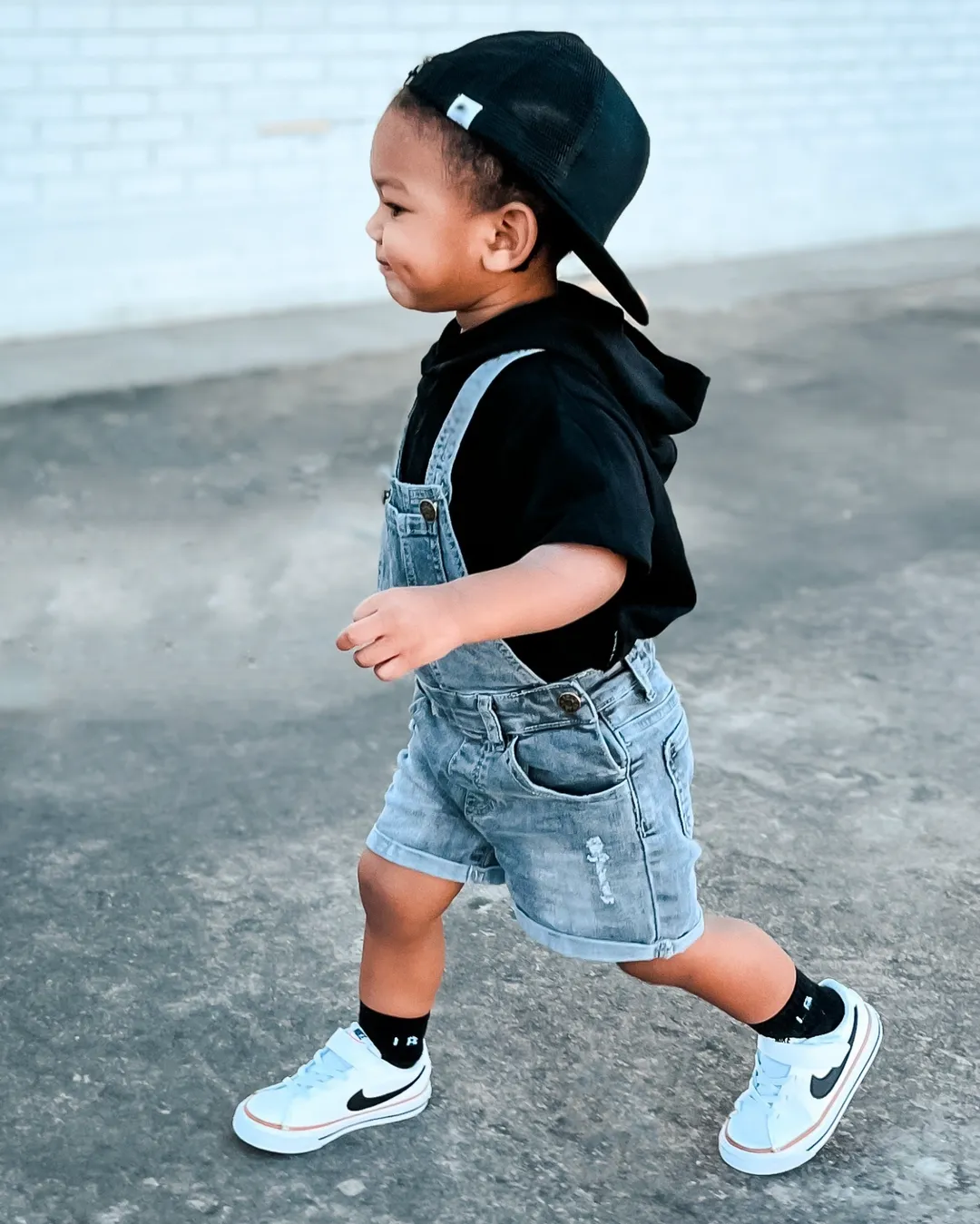 Denim Short Overalls- Grey Wash