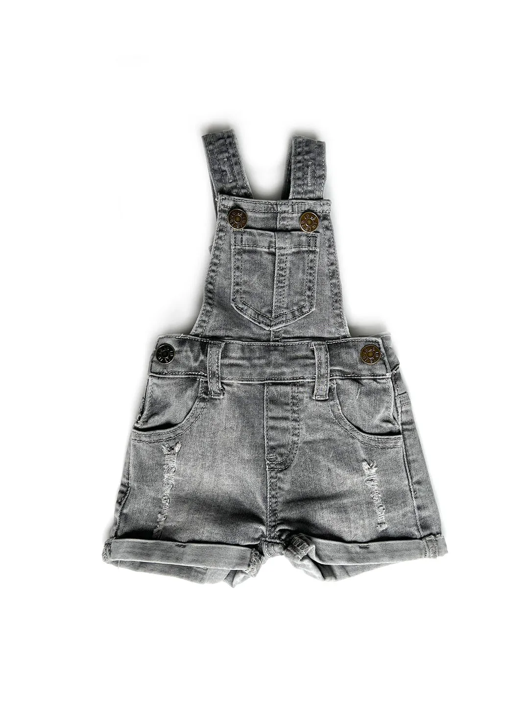 Denim Short Overalls- Grey Wash