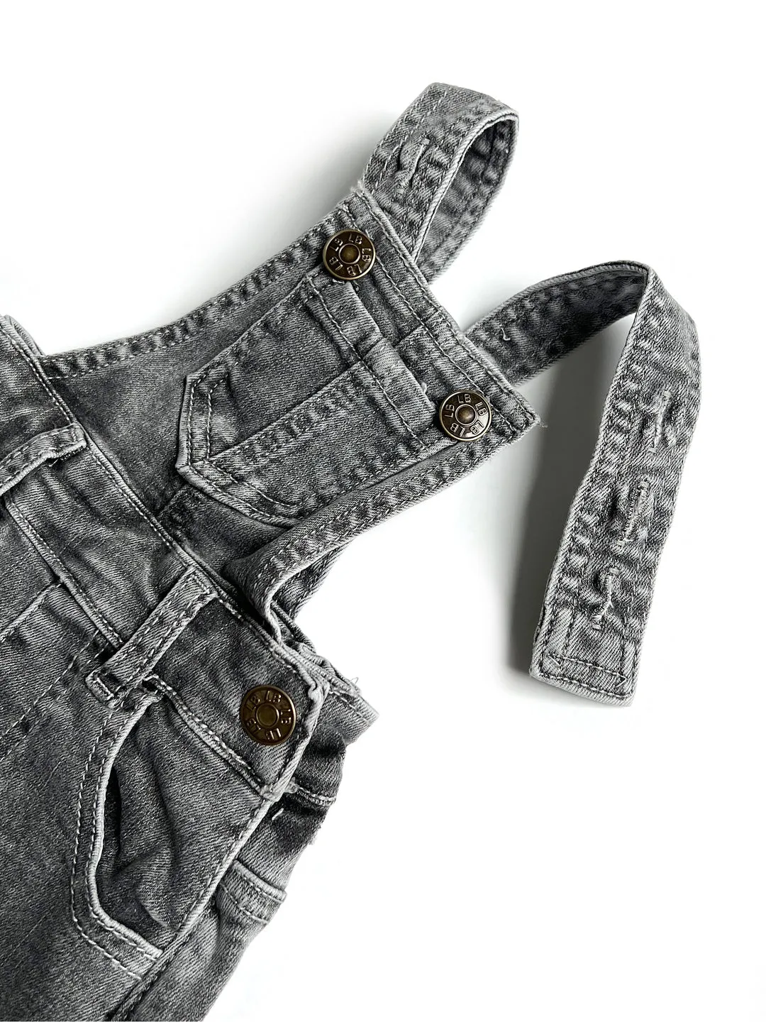 Denim Short Overalls- Grey Wash