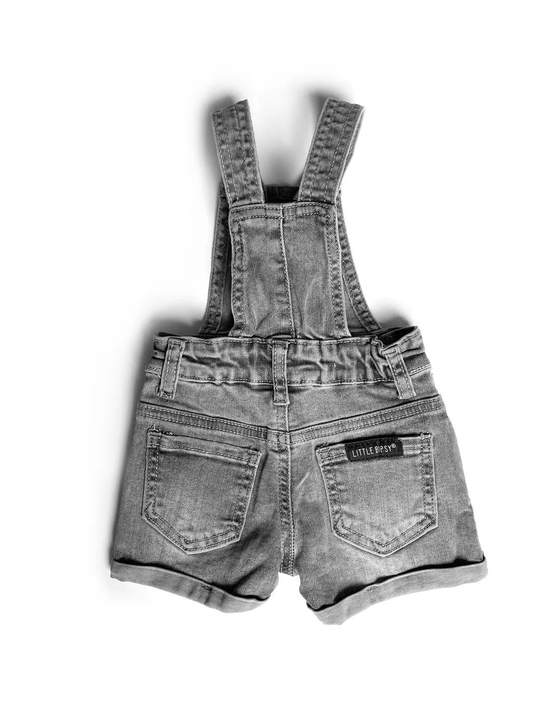 Denim Short Overalls- Grey Wash