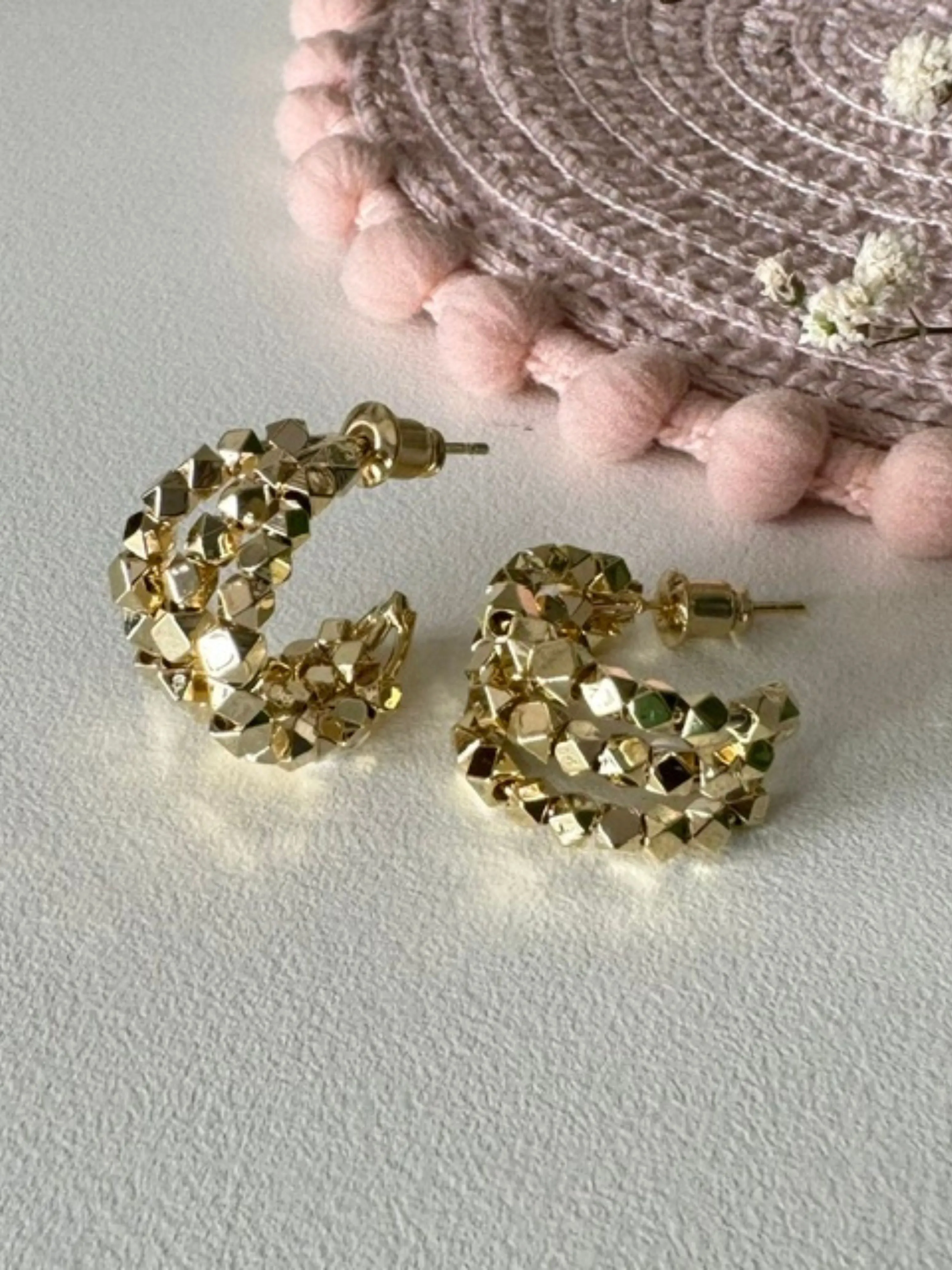 Dinah - Faceted Beaded hoops