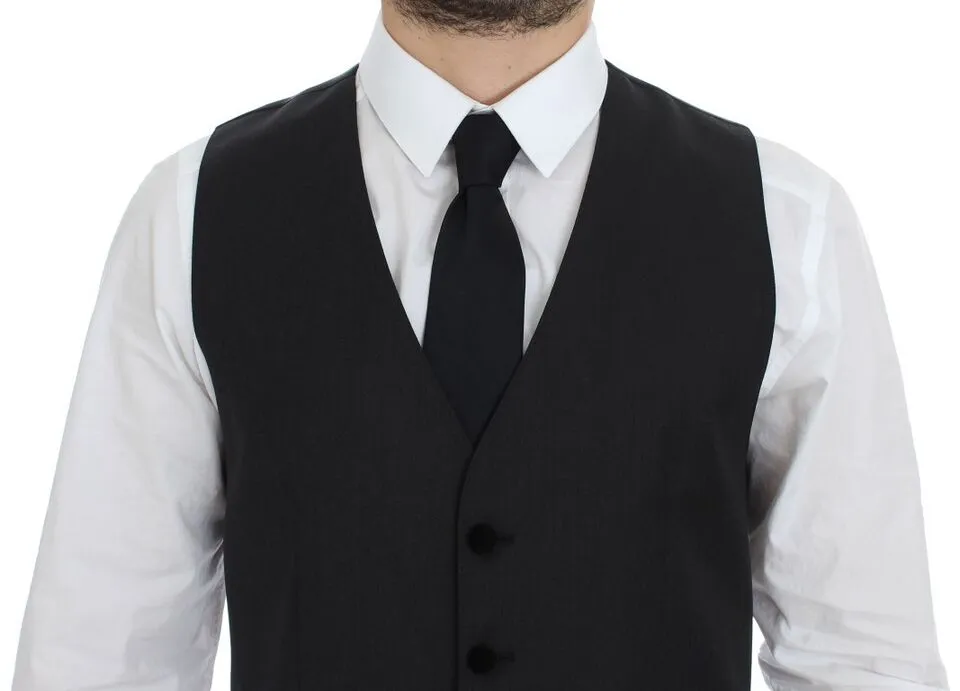 Dolce & Gabbana Elegant Gray Wool Dress Vest