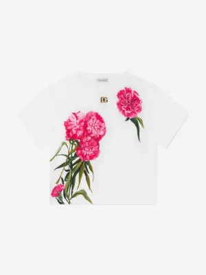 Dolce & Gabbana Girls Carnations T-Shirt in White