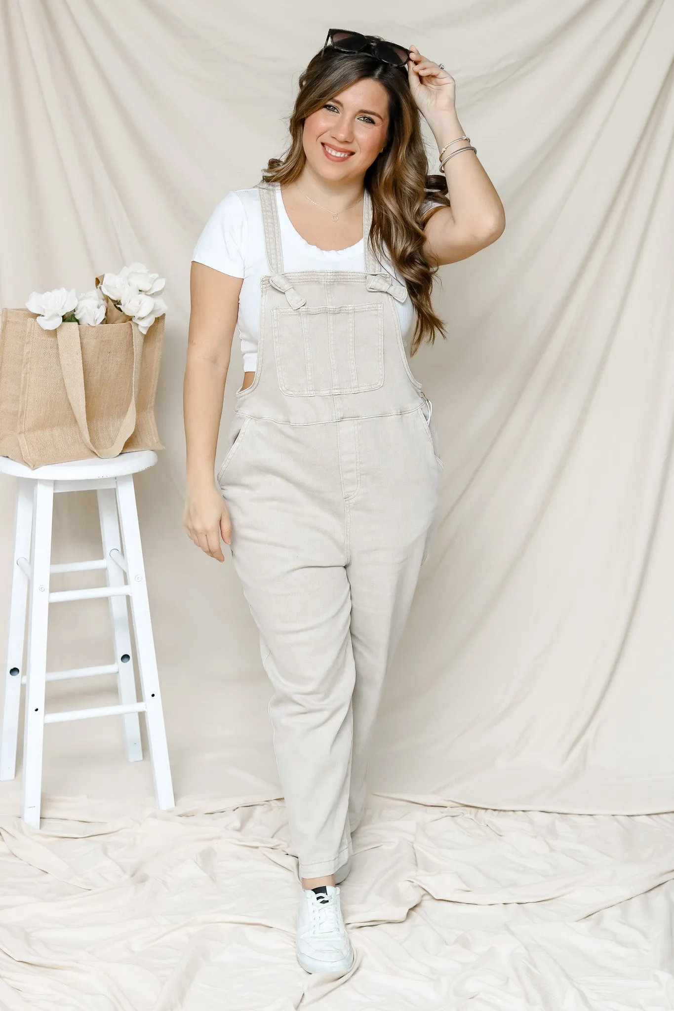 Downtown Stroll Overalls (sand beige)