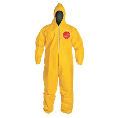 DuPont™ Tychem® 2000 Coveralls with Attached Hood, Serged Seams, Yellow, 2X-Large, QC127S-2XL