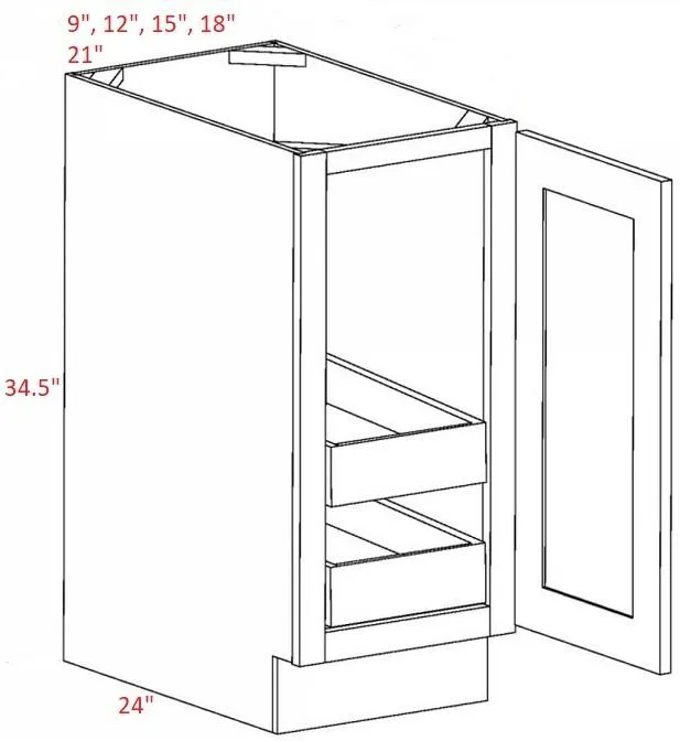 EB10-B21-POS2-FH Elegant White Assembled 21" Base Cabinet With Roll Outs