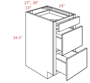 EB10-DB33 Elegant White Assembled 33" Drawer Base Cabinet