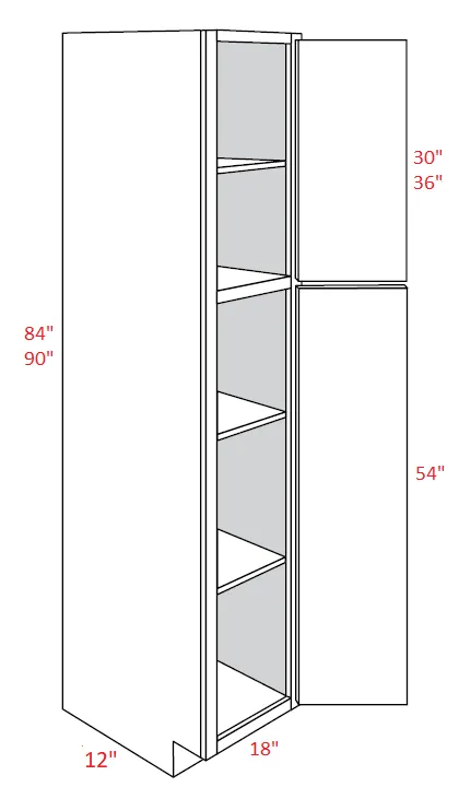 EB10-UC1812X90 Elegant White Assembled 18x90x12 Pantry Cabinet