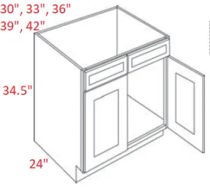 EB22-SB36 Elegant Dove Assembled 36" Sink Base Cabinet